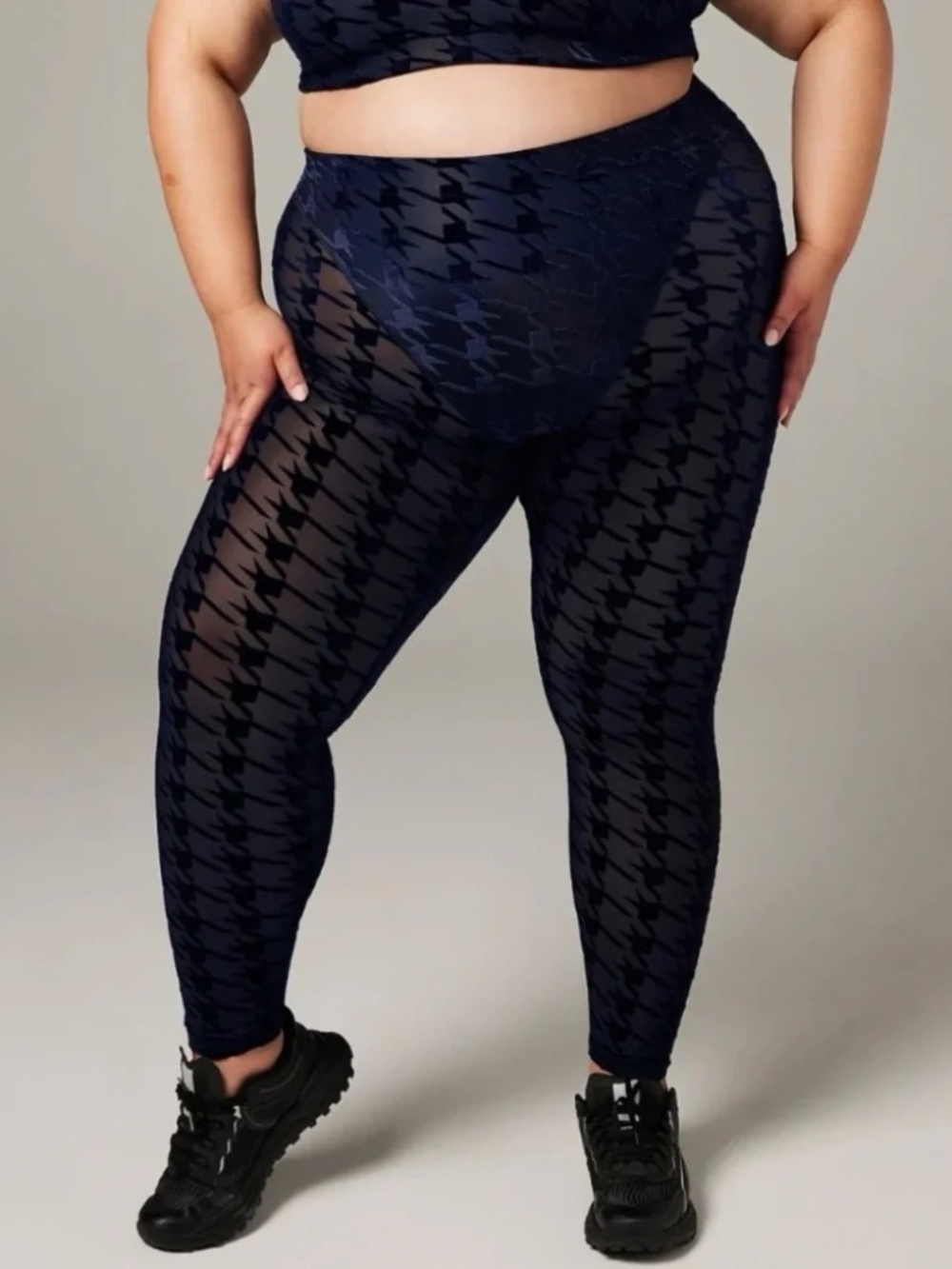 Savage X Fenty Risque Taker Houndstooth High-Waist Legging Inkwell Blue - 1x